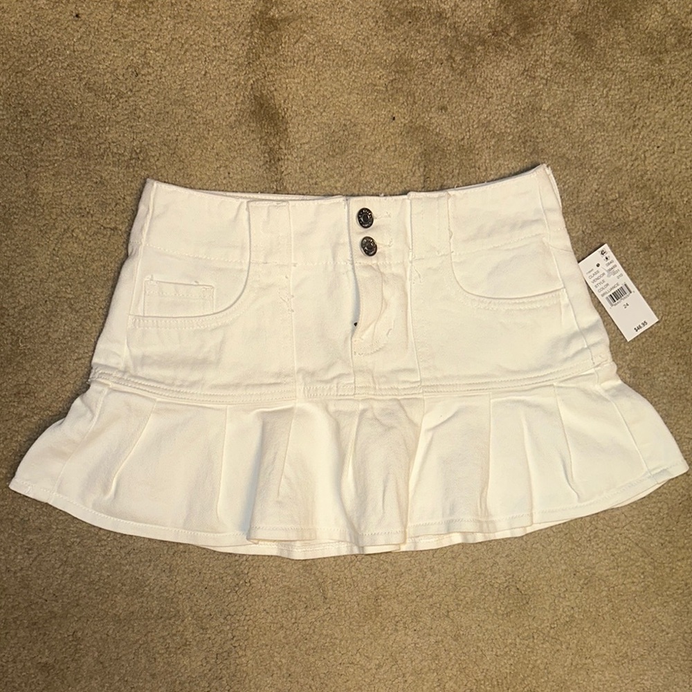 pacsun white pleated ruffled mini skirt